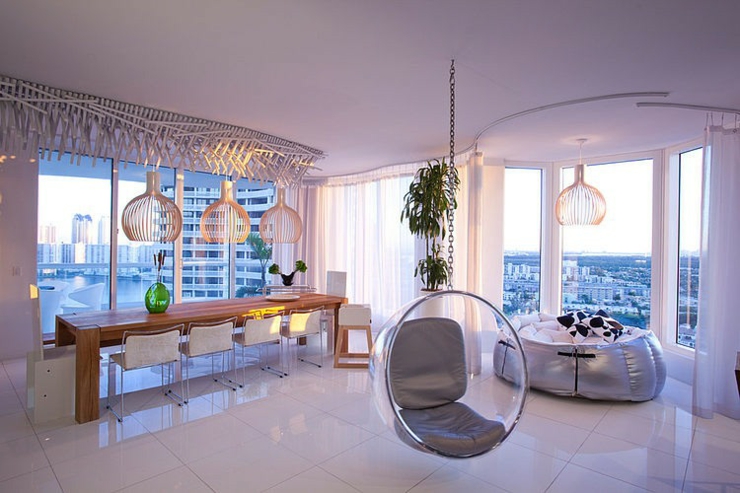 La pièce de vie avec sa balançoire style futuriste appartement de ville maison citadine maison moderne