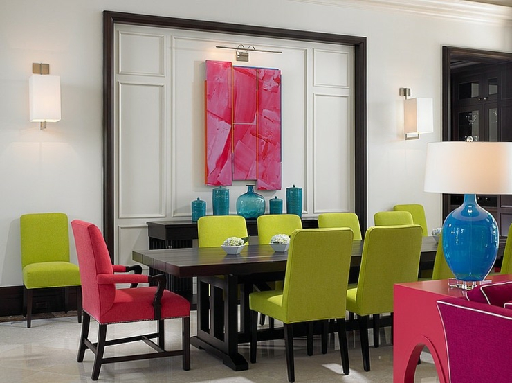 salle à manger aux couleurs pétillantes maison de luxe