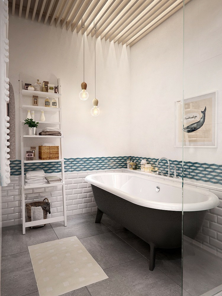 Coin baignoire design légèrement rétro salle de bain baignoire design rétro