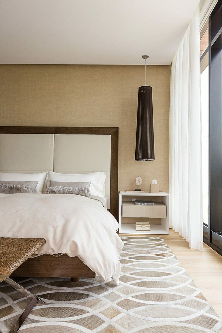 Intérieur accueillant et douillet d’une des chambres décor contemporaine et douillet