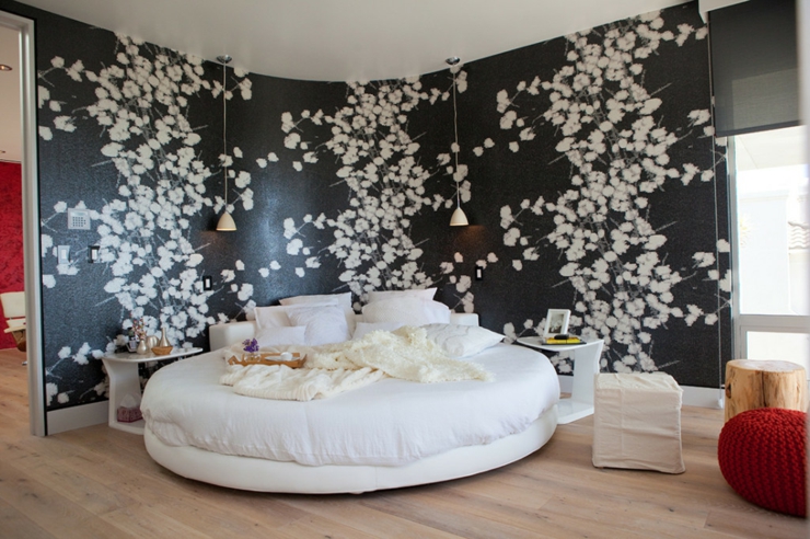 Chambre parentale au lit rond douillet chambre à coucher à la déco unique