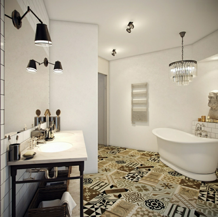 Superbe salle de bains aux dalles artisanales carrelage artisanal salle de bain
