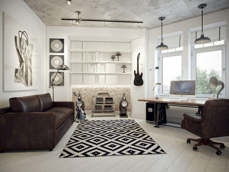 Bureau spacieux et studio de musique bibliothèque bureau design luxe