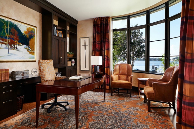 Bureau rustique pour une ambiance classe du style club british bureau massif aménagement luxe
