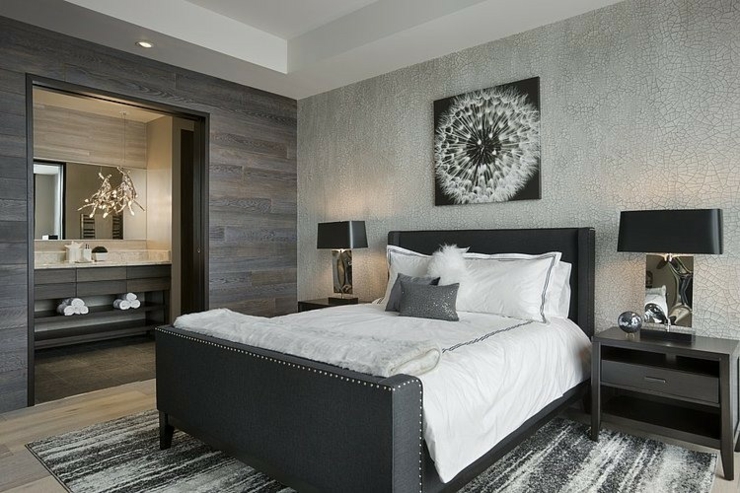 Chambre à l’intérieur « cozy » et sympa chambre design gris tendance chalet