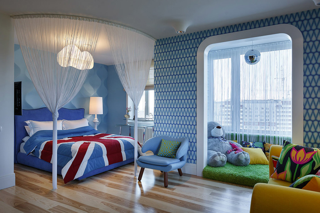 Chambre d’ado dans cet appartement de ville à la décoration riche et multicolore Décoration intérieure chambre d'ado