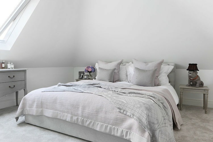 Chambre d’amis dans un camaïeu de gris tendance chambre en gris amis maison contemporaine