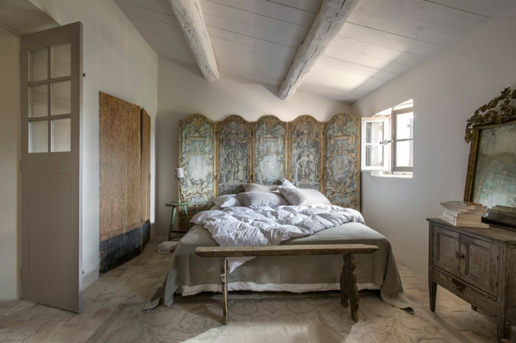 chambre tête de lit paravent rustique