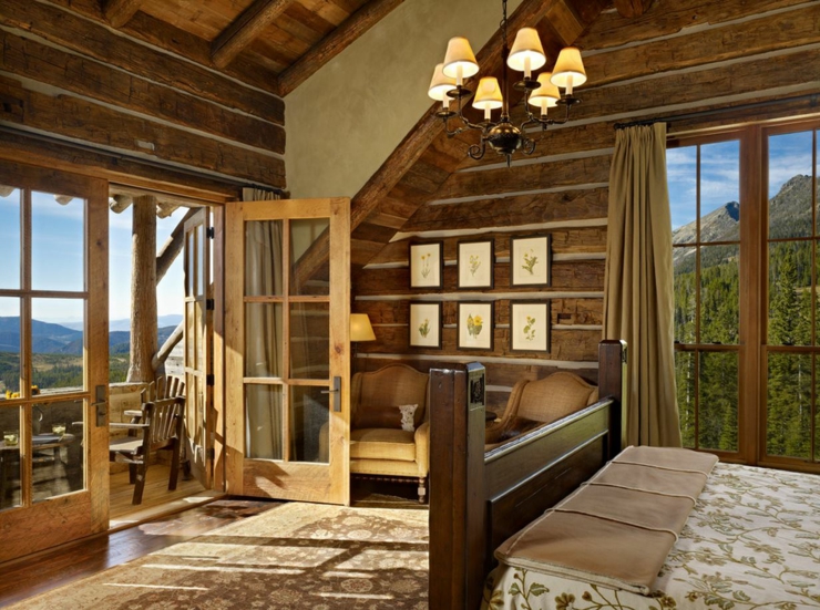 A l’étage une des nombreuses chambre à coucher avec vue splendide vacances de luxe montagne