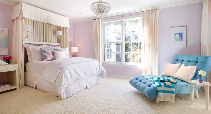 Douceur des couleurs d’une chambre du pavillon résidentiel chambre à coucher moderne déco éclectique