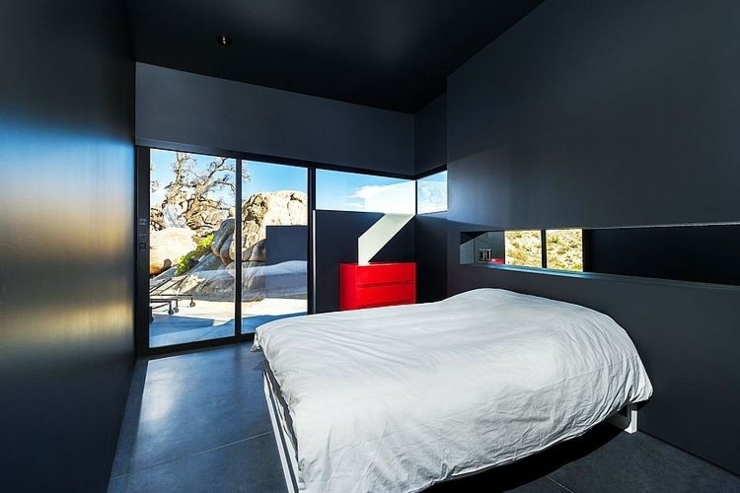 chambre à coucher minimaliste en noir