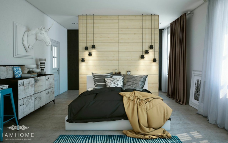 Chambre des propriétaires à l’intérieur design créatif chambre unique au design original