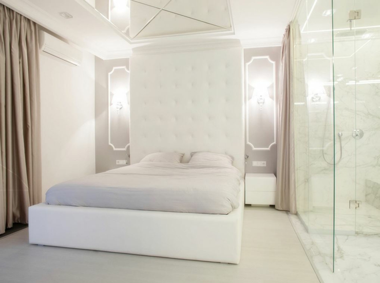 Chambre à coucher en blanc et gris claire chambre élégante minimaliste