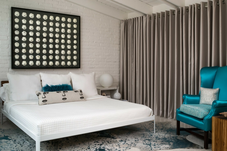 Chambre à coucher en blanc et beige, inspiration moderne chambre déco design moderne
