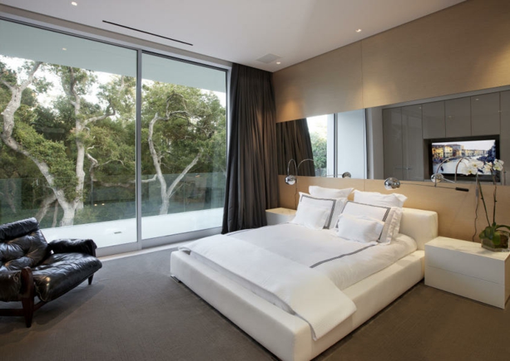 Une des cinq chambres à coucher de la demeure chambre à coucher d'amis résidence de luxe montecito