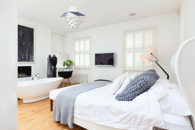 chambre style et classe en blanc et gris