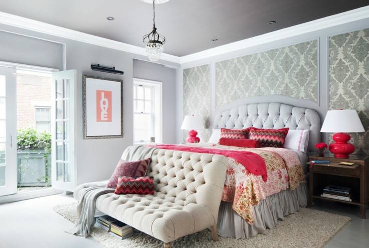 Superbe chambre parentale tête de lit et assises capitonnés chambre parentale design luxe glamour