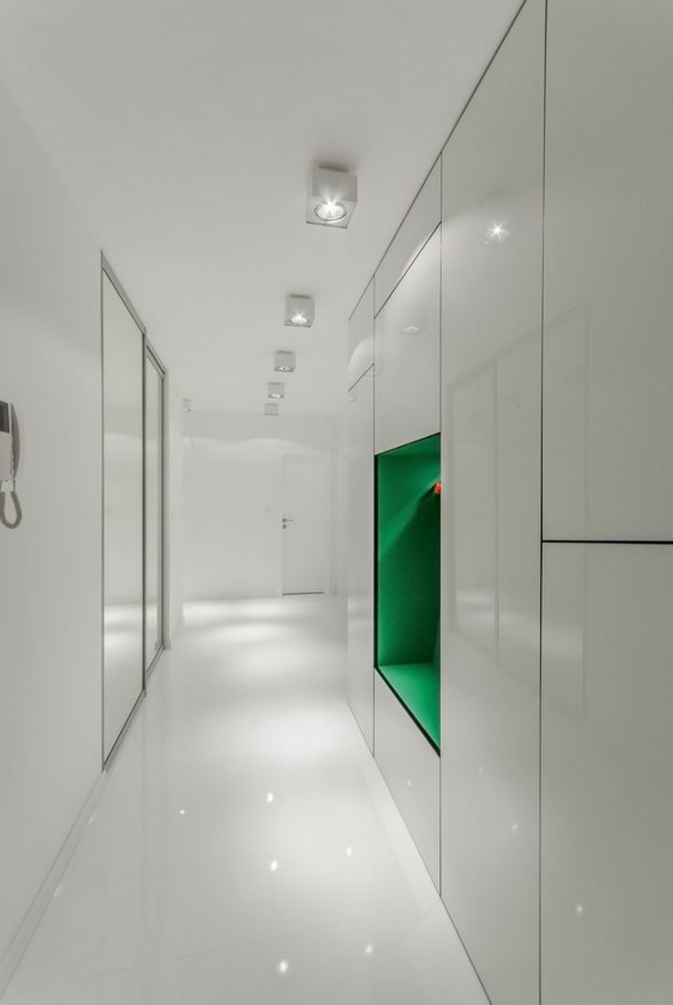 Intérieur design minimaliste et futuriste de loft citadin original couloir design futuriste loft