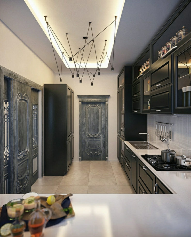 Une cuisine au contraste fort en noir et blanc intérieur moderne cuisine noire