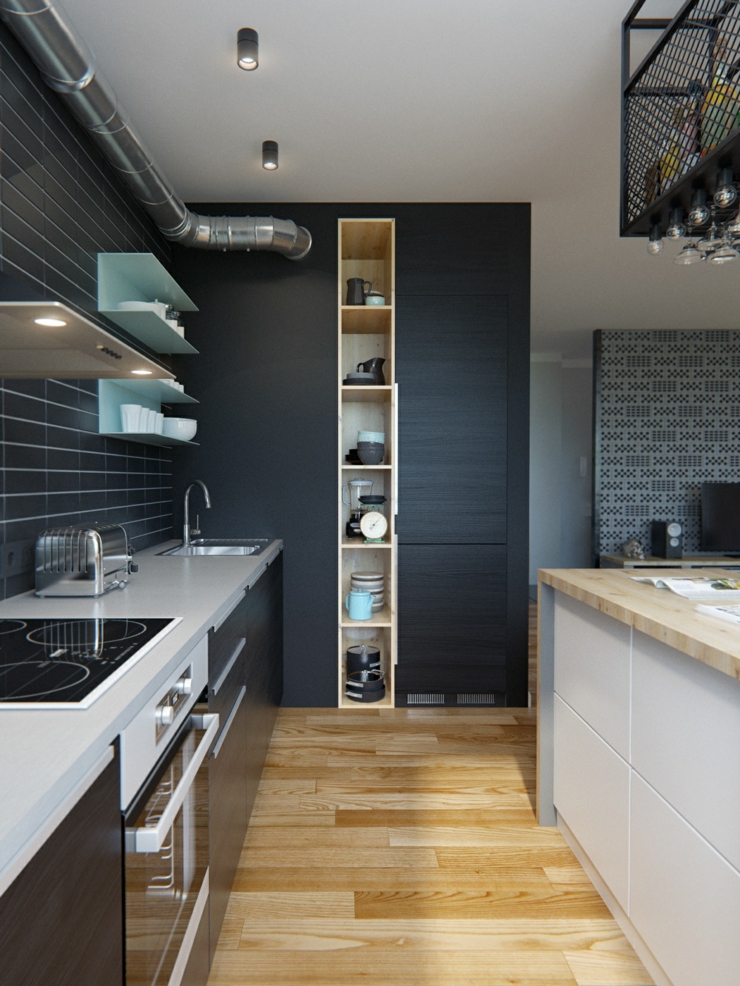 gris foncé design intérieur cuisine