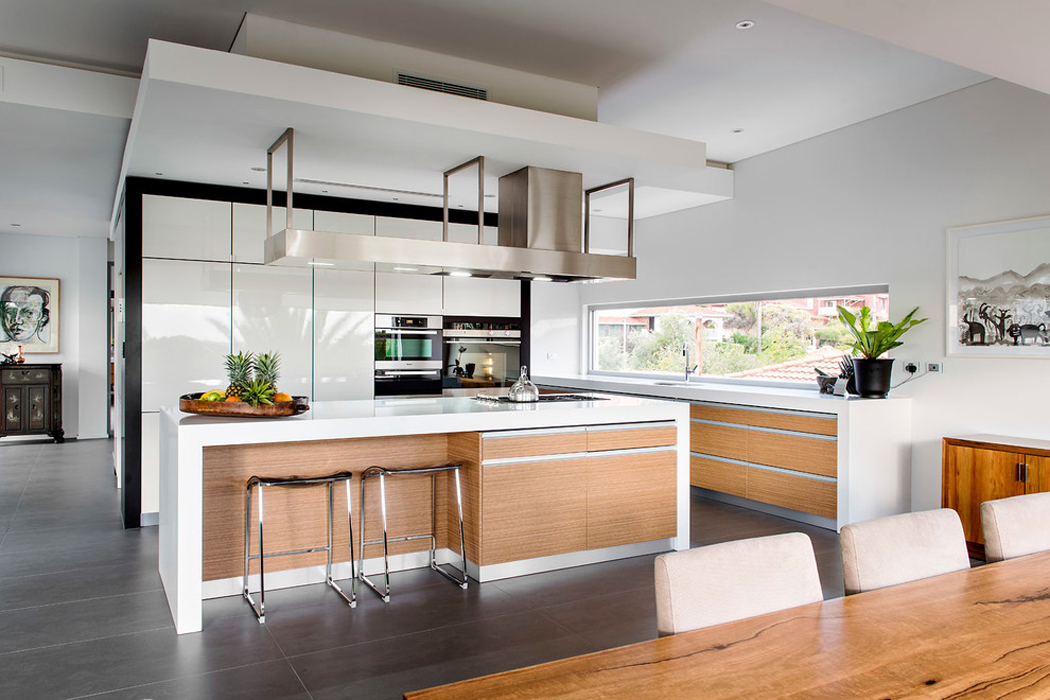 La cuisine américaine de cette maison contemporaine de ville Cuisine moderne américaine design luxe