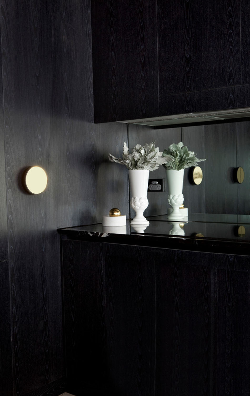 Appartement design de ville avec cuisine aux placards noirs élégants placards originaux cuisine en noir