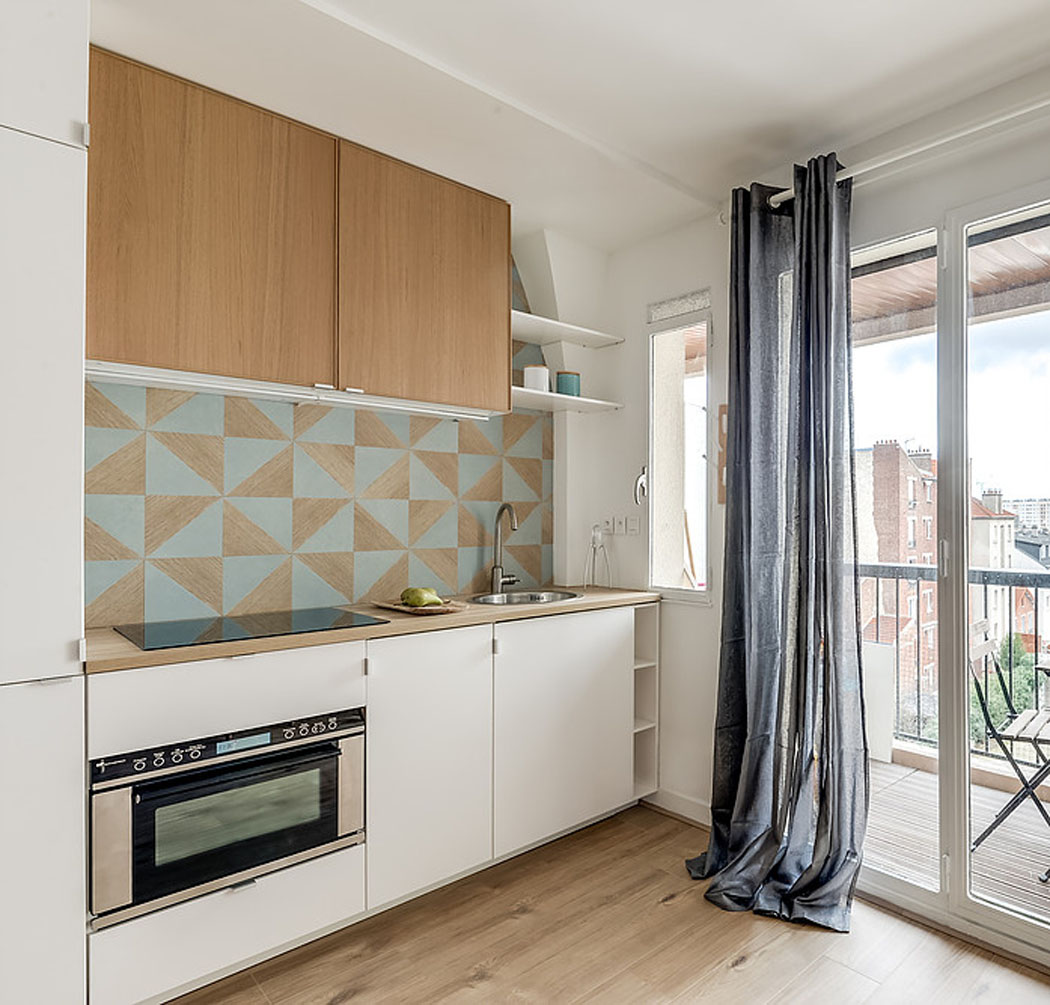 petite cuisine aménagée studio après travaux