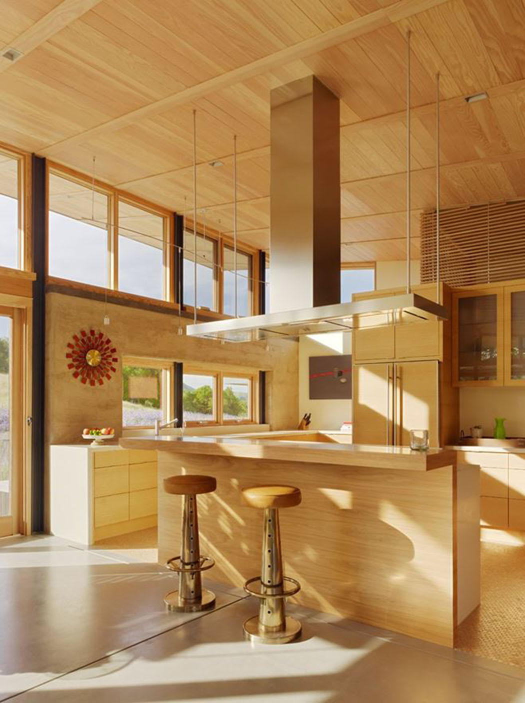 intérieur bois cuisine maison passive auto-suffisante