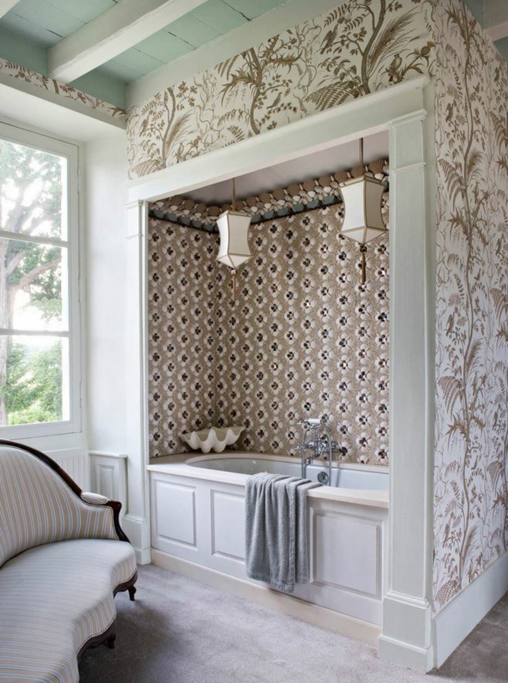 Décoration campagnarde pour la salle d bains aussi salle de bain design rustique papier peint