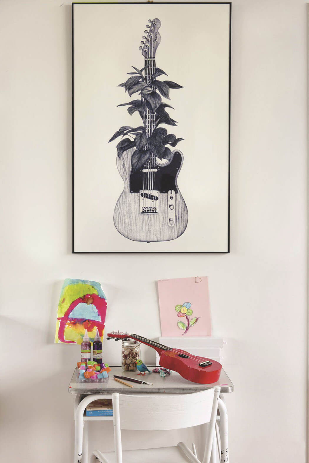 intérieur déco chambre d'enfant guitare