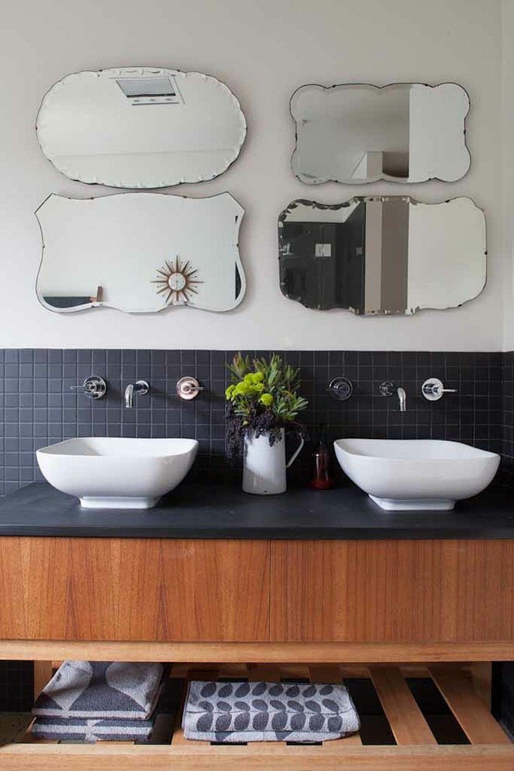Intéressante idée déco pour la salle de bain aux miroirs originale salle de bain design déco rétro