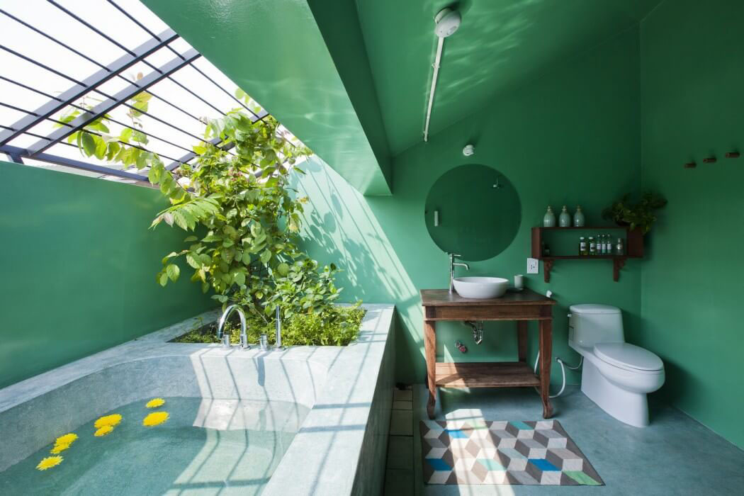 design verdoyant salle de bain exotique