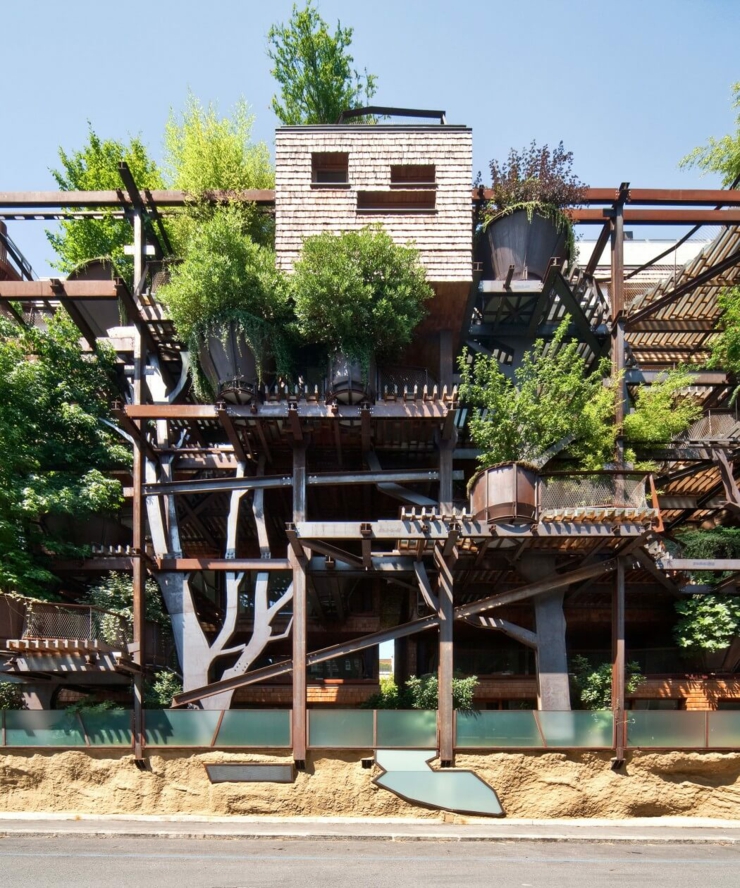 Agencement extérieur et intérieur des appartements écologiques bâtiment écologique en bois