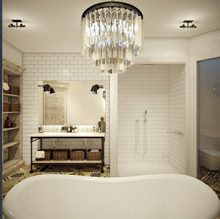 Touches rétro de cette salle de bains de luxe salle de bain design luxueux