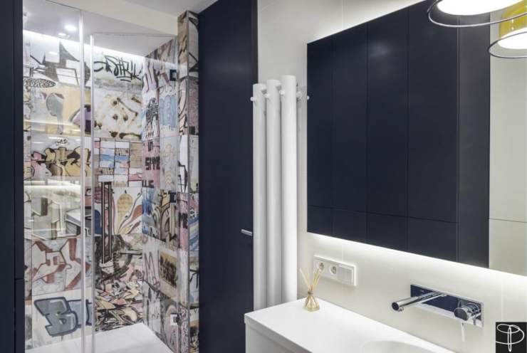 La cabine de douche à la déco inspirée par le « street art » salle de bains créative stree-art