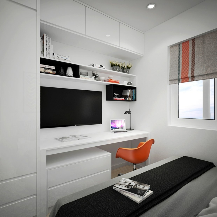 Coin bureau dans la chambre au design scandinave coin bureau chambre à coucher design