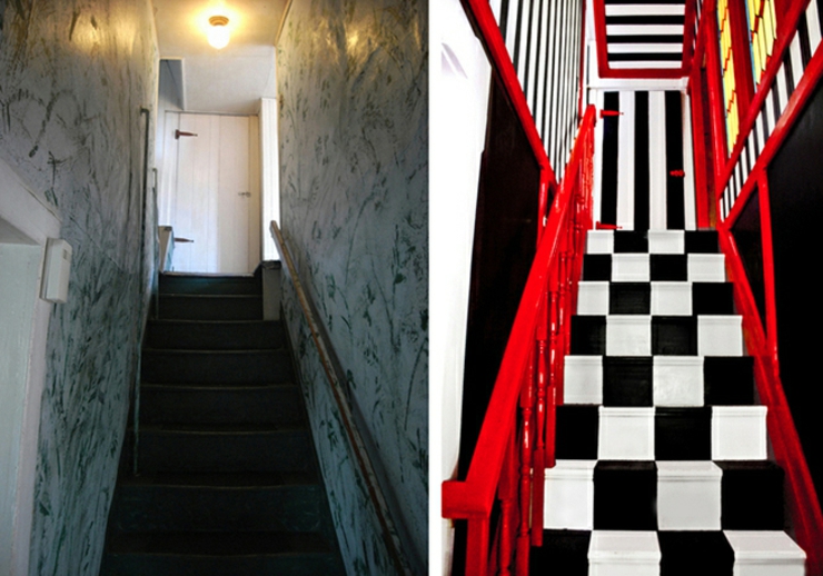 l'escalier ancien et le nouvel escalier tout refait