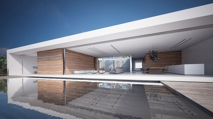 La piscine à débordement de cette maison d’architecte prestigieuse piscine à débordement luxe design prestige