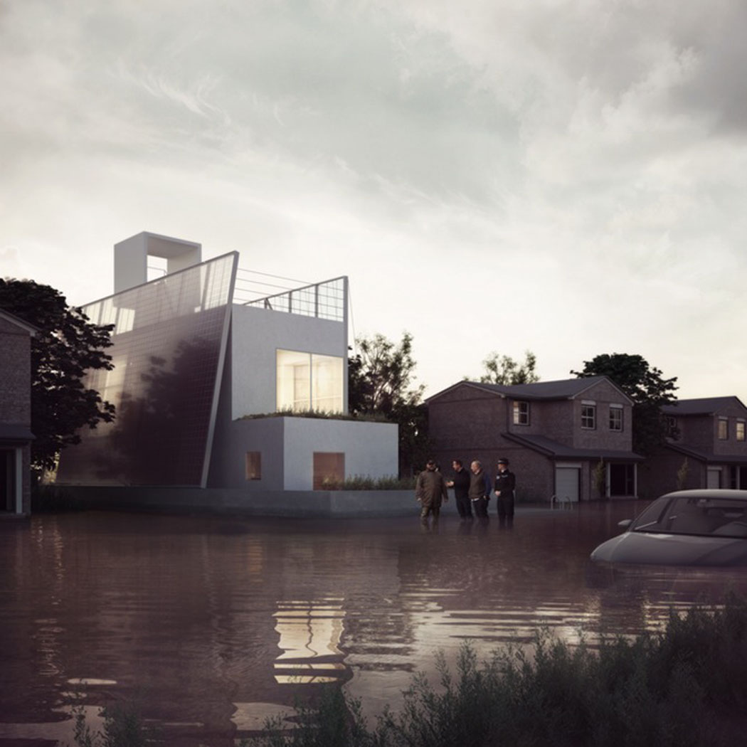 Mi-maison écologique, mi- bateau, une proposition verte de maison passive projet de maison flottante d'architecte