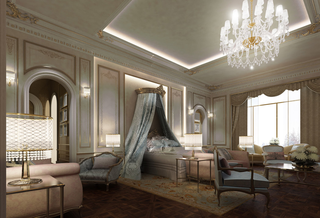 chambre à coucher moderne lit à baldaquin