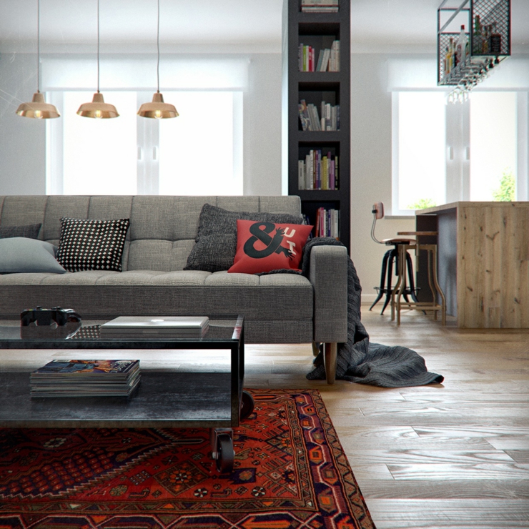 séjour petit appartement de ville design