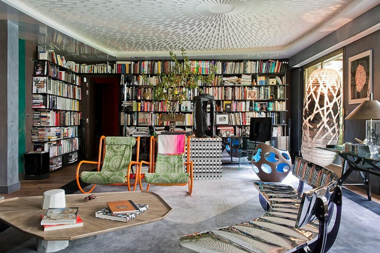 Coin bibliothèque de l’appartement de luxe bibliothèque appartement bourgeois artistique à Paris