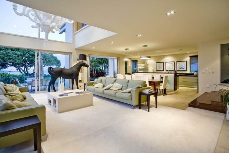 Séjour moderne au mobilier sobre et tendance maison agencée originale contemporaine nouvelle zélande