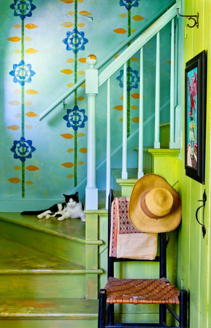 Vert et bleu ciel pour un intérieur éclectique rigolo couloirs de la maison design éclectique