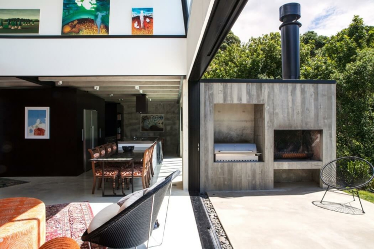 terrasse intérieur murs béton
