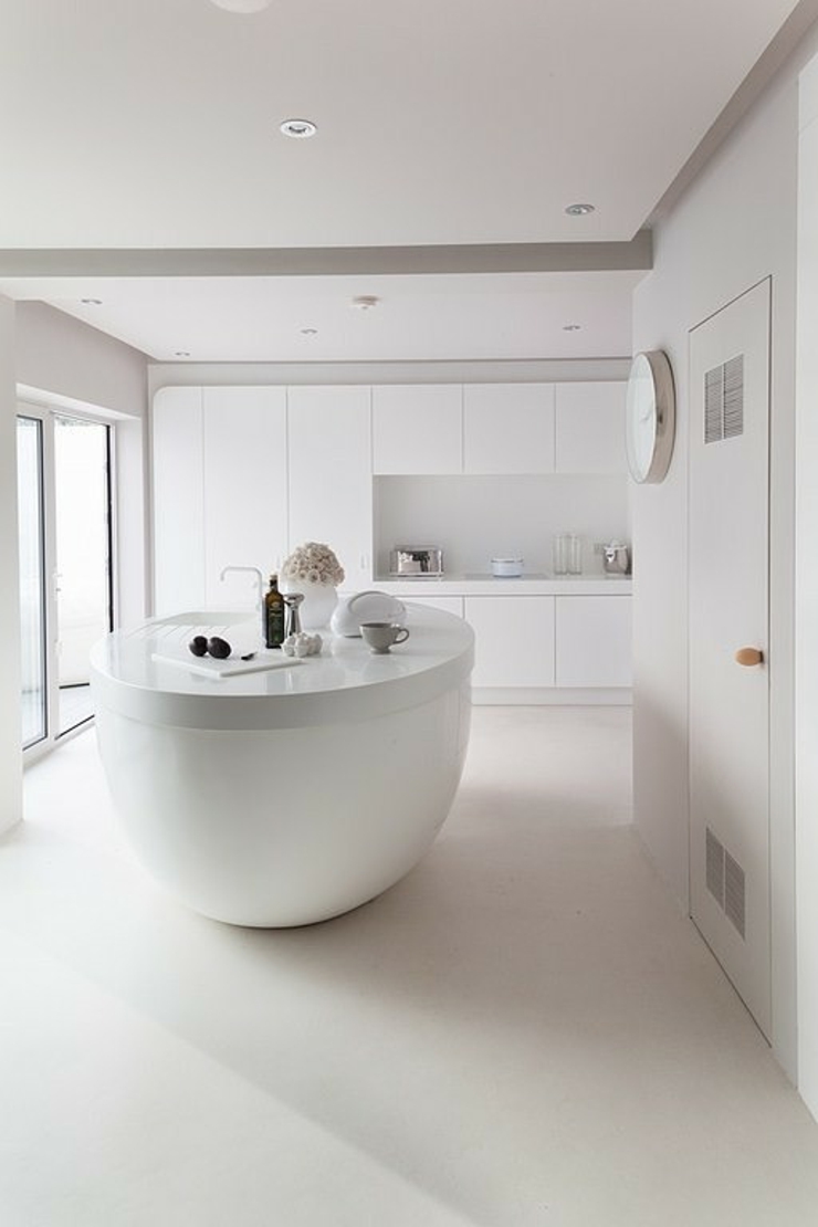 Cuisine moderne au design futuriste ilot central cuisine moderne design blanc