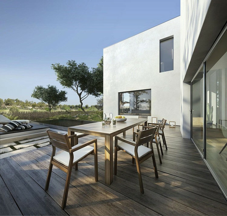 Cadre bucolique pour repas en plein air architecture moderne et contemporaine villa de luxe