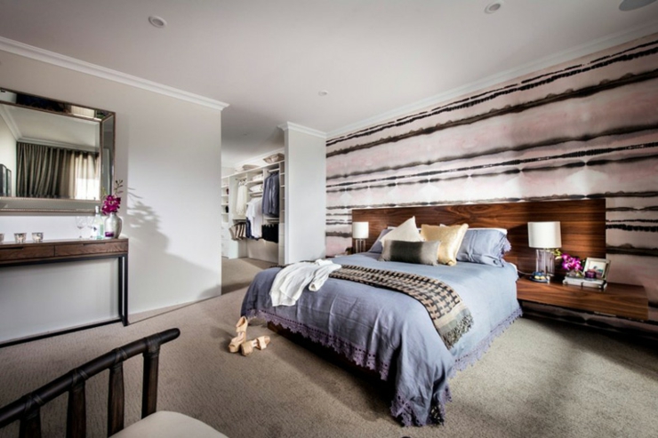 Chambre à coucher décorée originalement chambre au lit double design moderne meubles