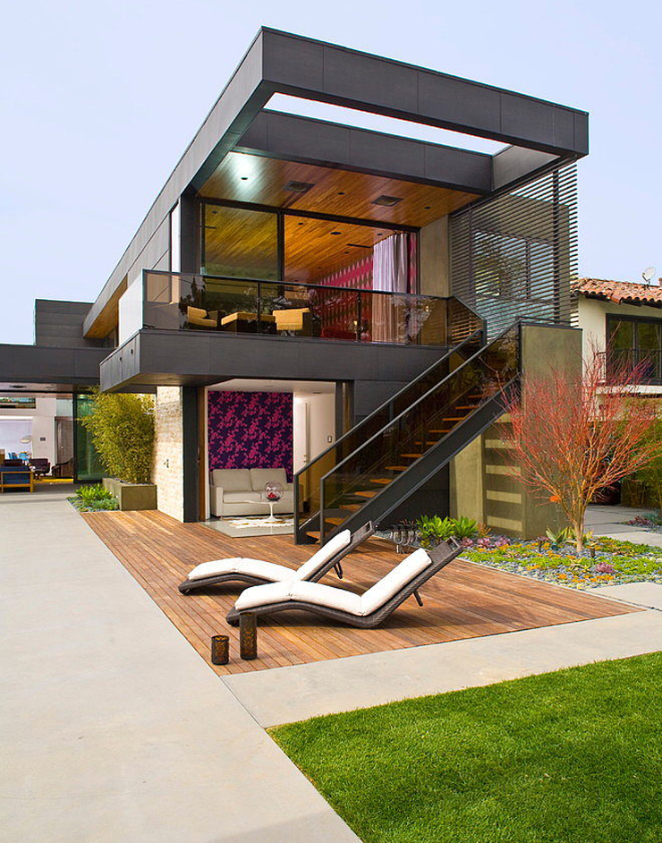 La maison d’architecte vue de côté maison d'architecte vue d'extérieur