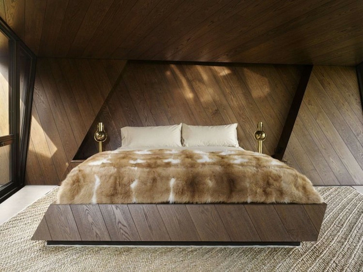 Mobilier en bois massif encastré chambre au lit encastré artisanal